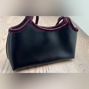 Coccinelle genuine Italian leather hand bag w/ eggplant suede detailing